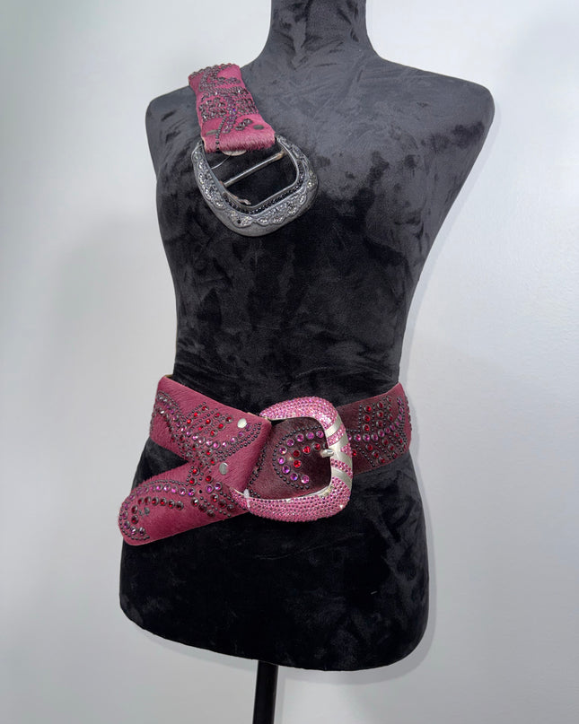 Vintage Kippy belts: burgandy hair hide