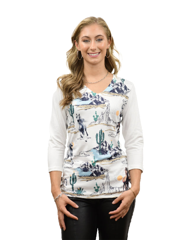 Desert Sketch 3/4 Sleeve V-Neck Long Sleeve
