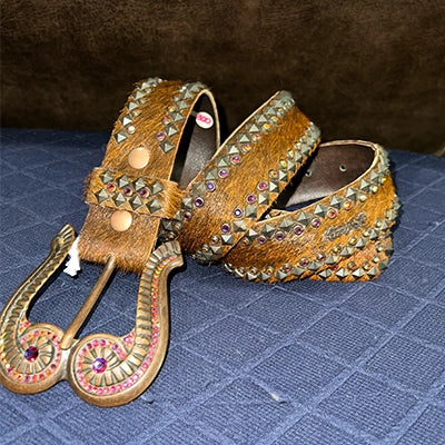 Two Row Pyramid Hairhide Kippy Belt - 36