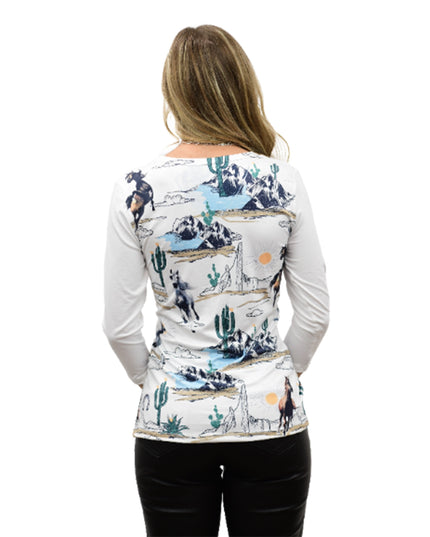 Desert Sketch 3/4 Sleeve V-Neck Long Sleeve