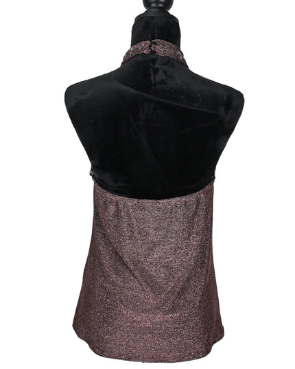 Grape Shimmer Bronze Ribbet Halter Top