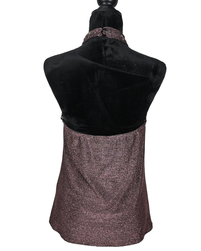 Grape Shimmer Bronze Ribbet Halter Top
