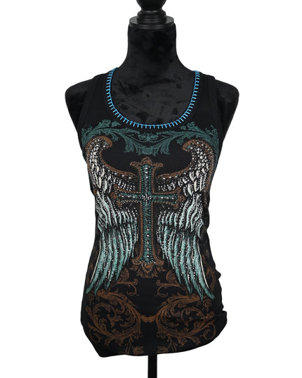 Ribbed Crosswing Tank – Teal