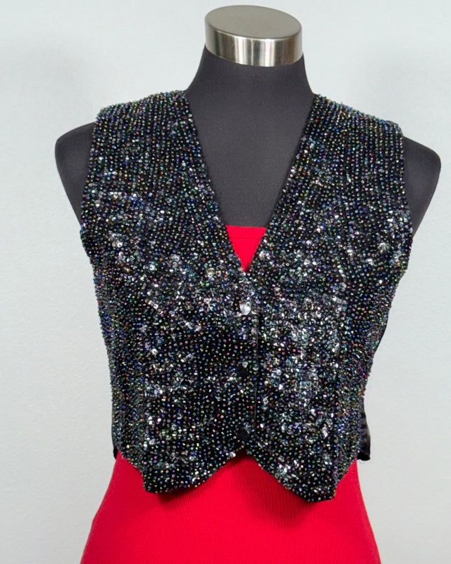 Sequin vests: Iridescent Black