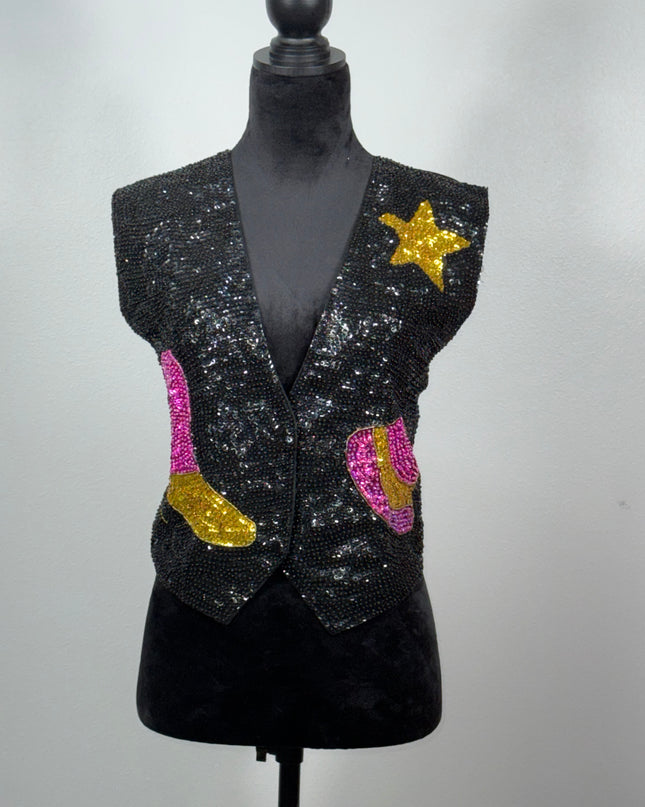 Boot and hat sequin vest