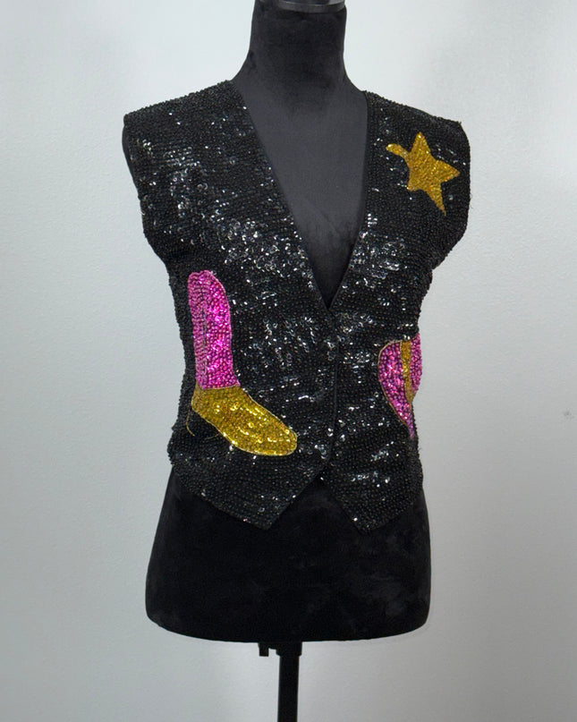 Boot and hat sequin vest