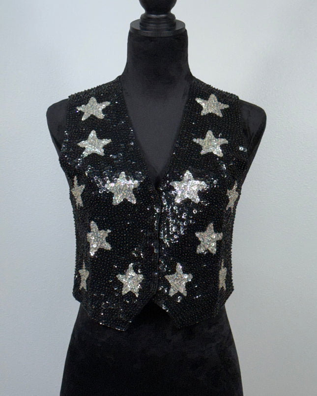 Black Star Sequin vest