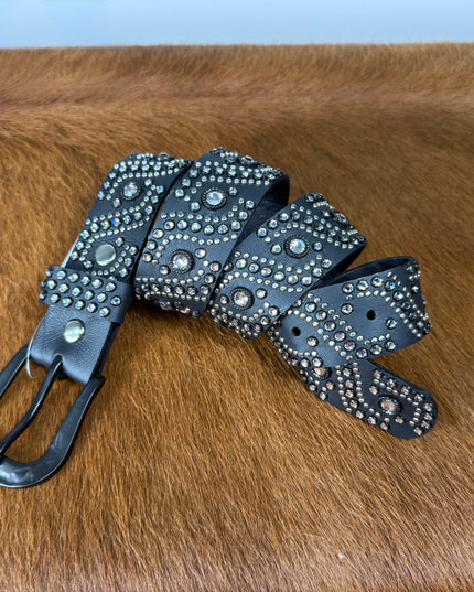 Kippy like Belt- Electric Slide design: blk/clr/slv.     34 T