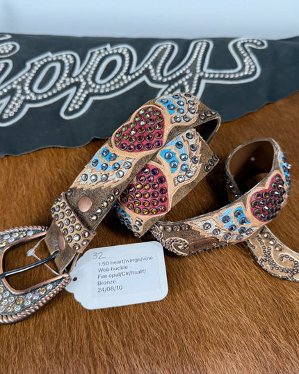 Kippy Belt-Overlay Heart/Wings design: volc/Ls,Lc/bz web buckle  34 K
