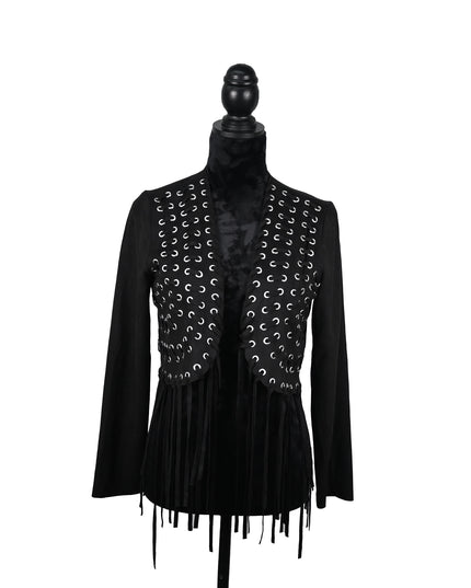 Black Crop Laced Suede Jacket