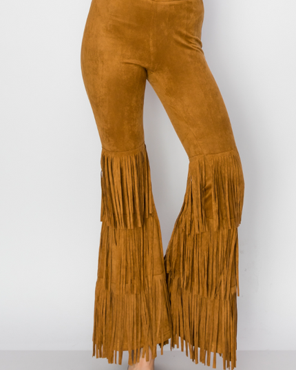 Triple Fringe Camel Flare Pants