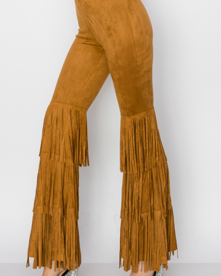 Triple Fringe Camel Flare Pants