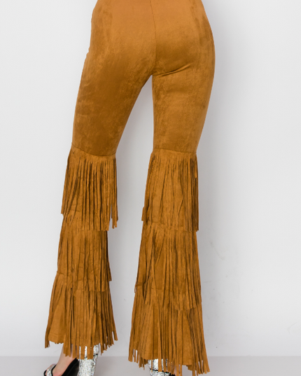 Triple Fringe Camel Flare Pants