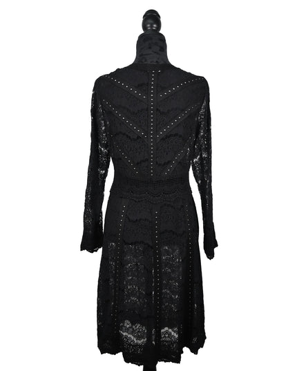 Black Lace Arm Fringe Cardigan