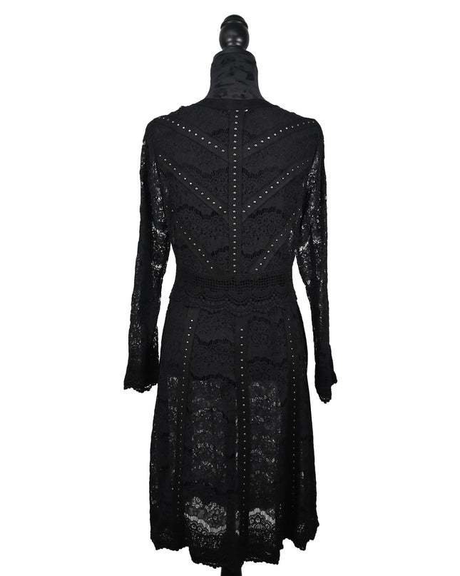 Black Lace Arm Fringe Cardigan