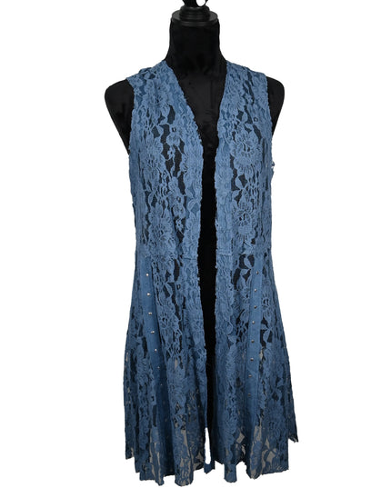 Long Vest – Bright Blue Lace