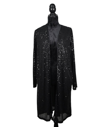 Black Sequin Cardigan With Pockets
