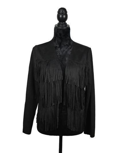Black Fringe Suede Jacket