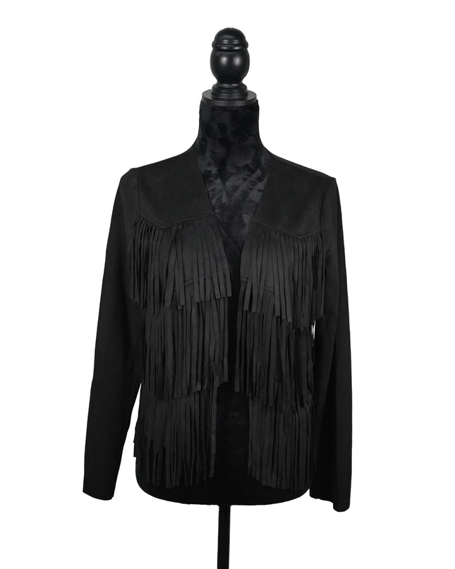 Black Fringe Suede Jacket