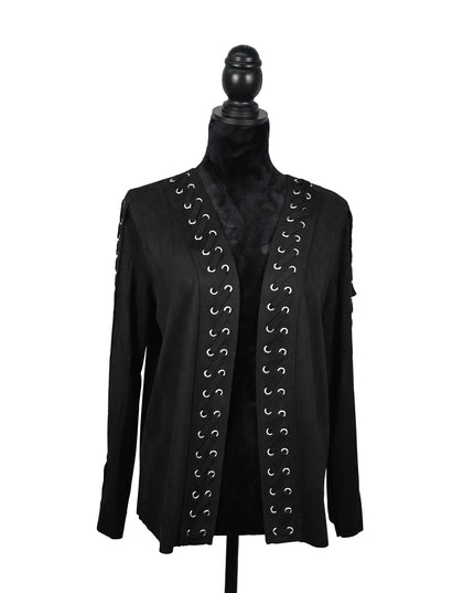 Black Lace-Up Seude Jacket