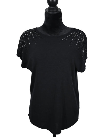 Black Shoulder Stone Blouse