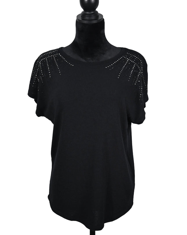Black Shoulder Stone Blouse