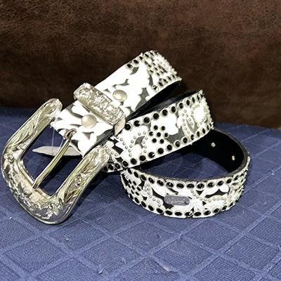 Overlay White on Black leather - 36