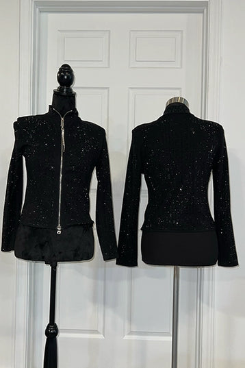 Black Sequin Zip-Up Jacket