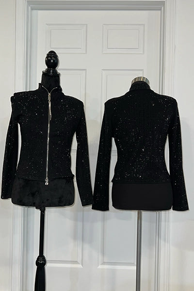 Black Sequin Zip-Up Jacket