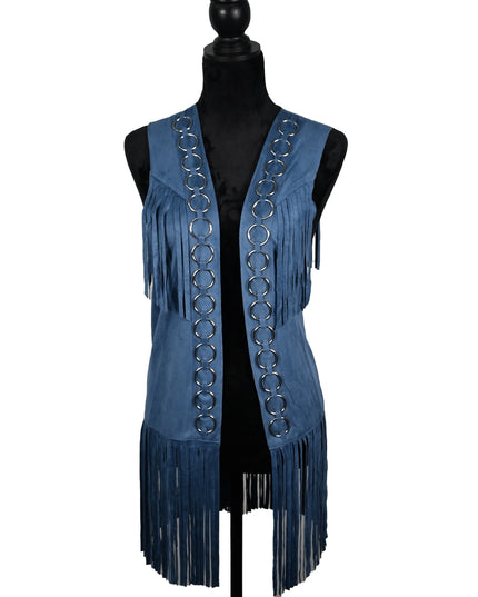 Blue Fringe Ring Vest