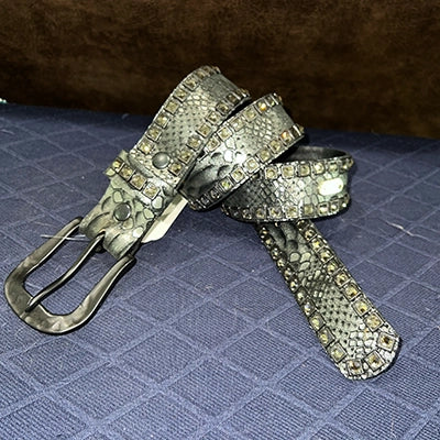Python 2 Row Silver Kippy Belt - 34