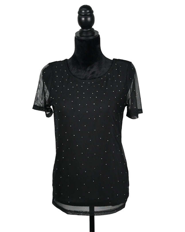 Lined Mesh Sequin Blouse