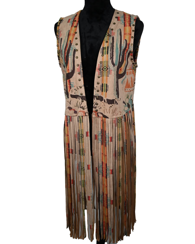 Cactus Cowboy Long Fringe Vest