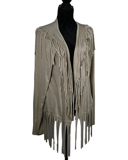 Beige T Party Fringe Cardigan