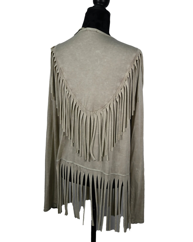 Beige T Party Fringe Cardigan