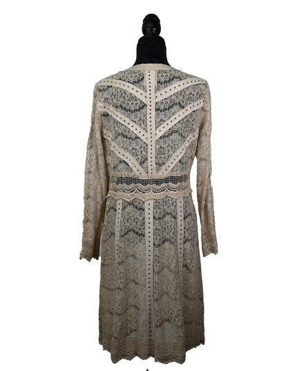 Tan Laced Arm Fringe Cardigan