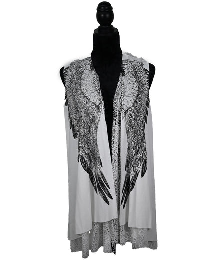 Angel Wing White Lace Drape Vest