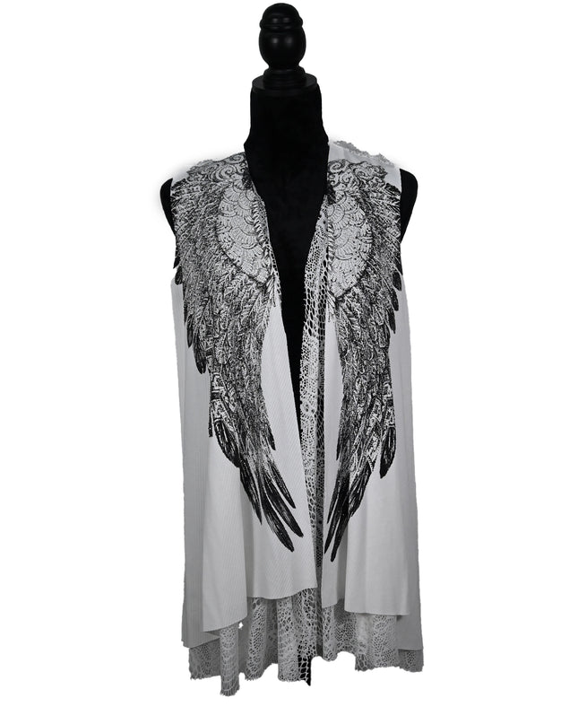 Angel Wing White Lace Drape Vest
