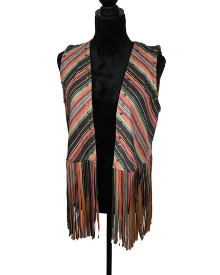Serape Diagonal Short Fringe Vest